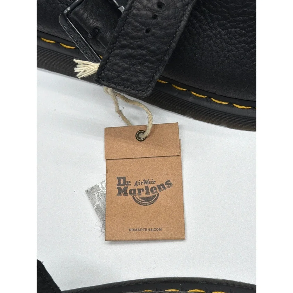 Dr Martens Black Leather Fur Lined Clog Sandal Mens Size 13 Adjustable Strap NWT